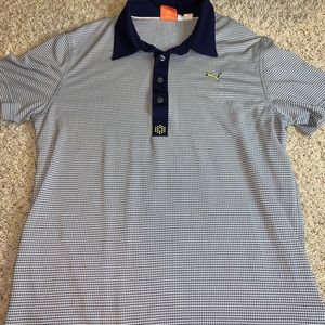 Puma golf polo; navy & white pattern